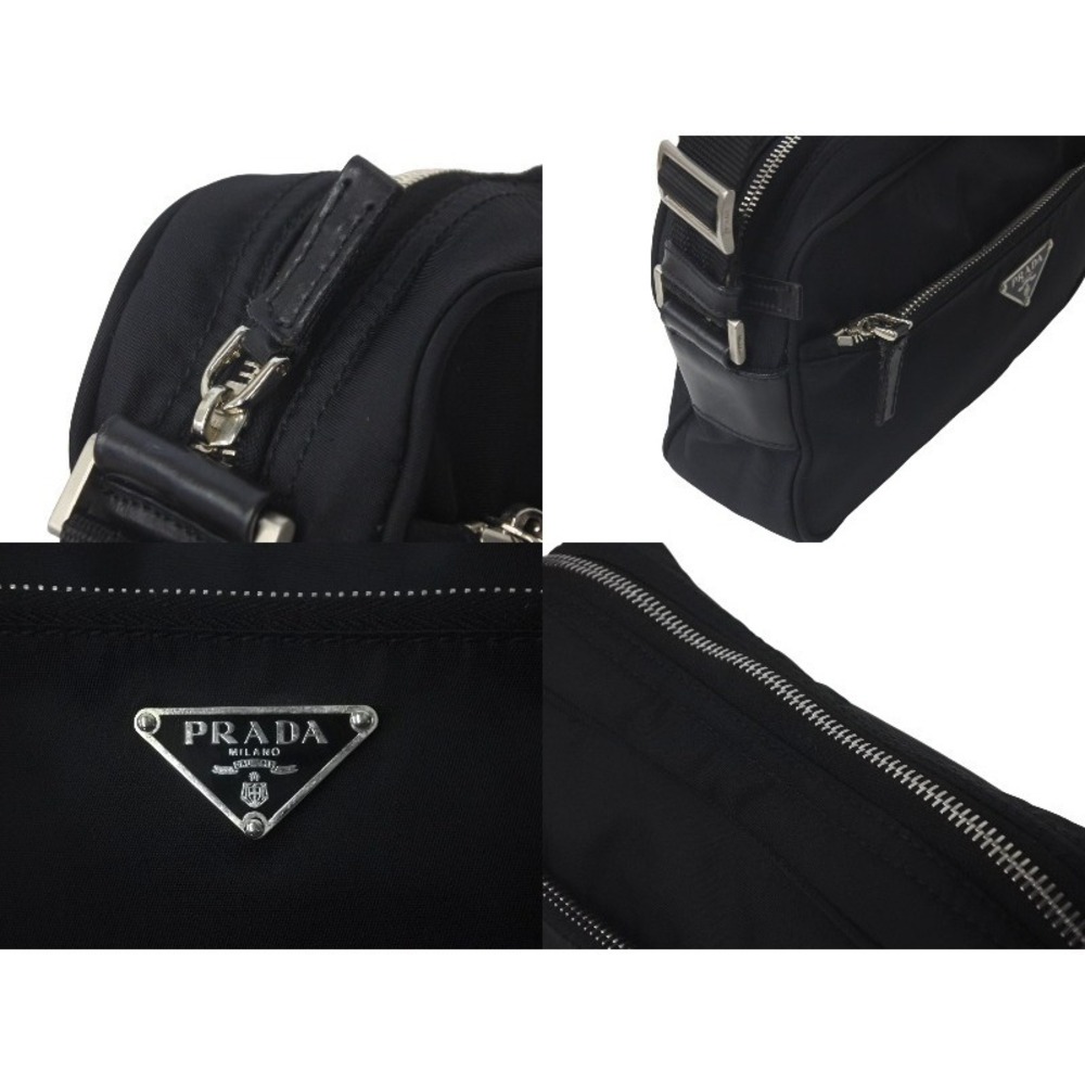 Prada Logo Black Nylon Bag Shoulder Nero Triangle - Picture 7 of 10